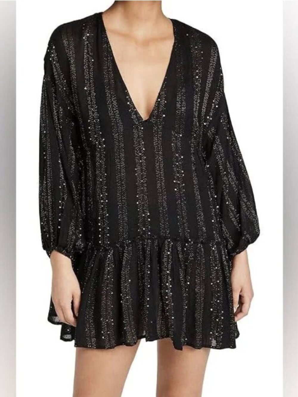 l*space Black Sequin V-Neck Cover-Up
